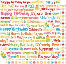 12x12 Double Sided Glitter Let's Party Birthday Words