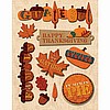 Fall Harvest Thanksgiving Adhesive Chipboard