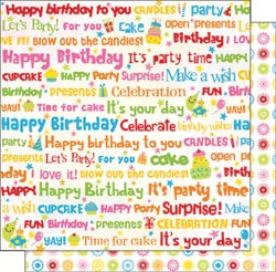 12x12 Double Sided Glitter Let's Party Birthday Words