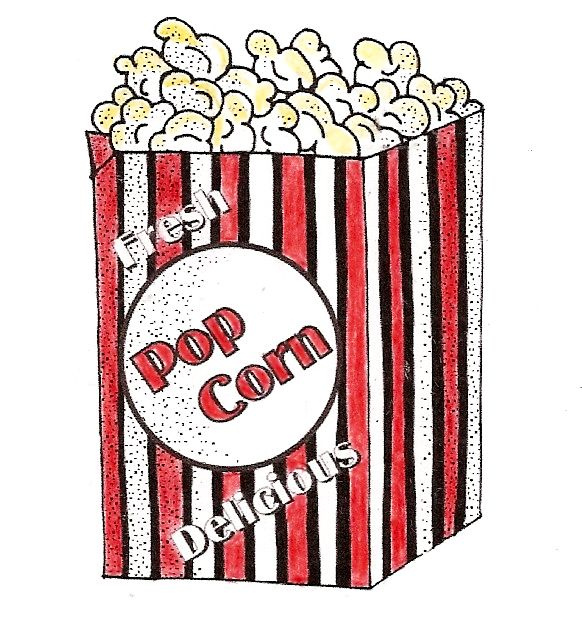 Popcorn Box Rubber Stamp By DRS Designs 