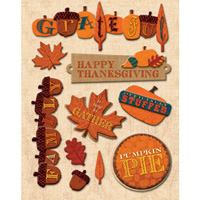 Fall Harvest Thanksgiving Adhesive Chipboard