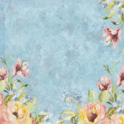 12x12 Watercolor Bouquet Blue Flower Garden Foil