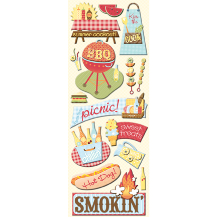 Summer Fun Picnic Adhesive Chipboard